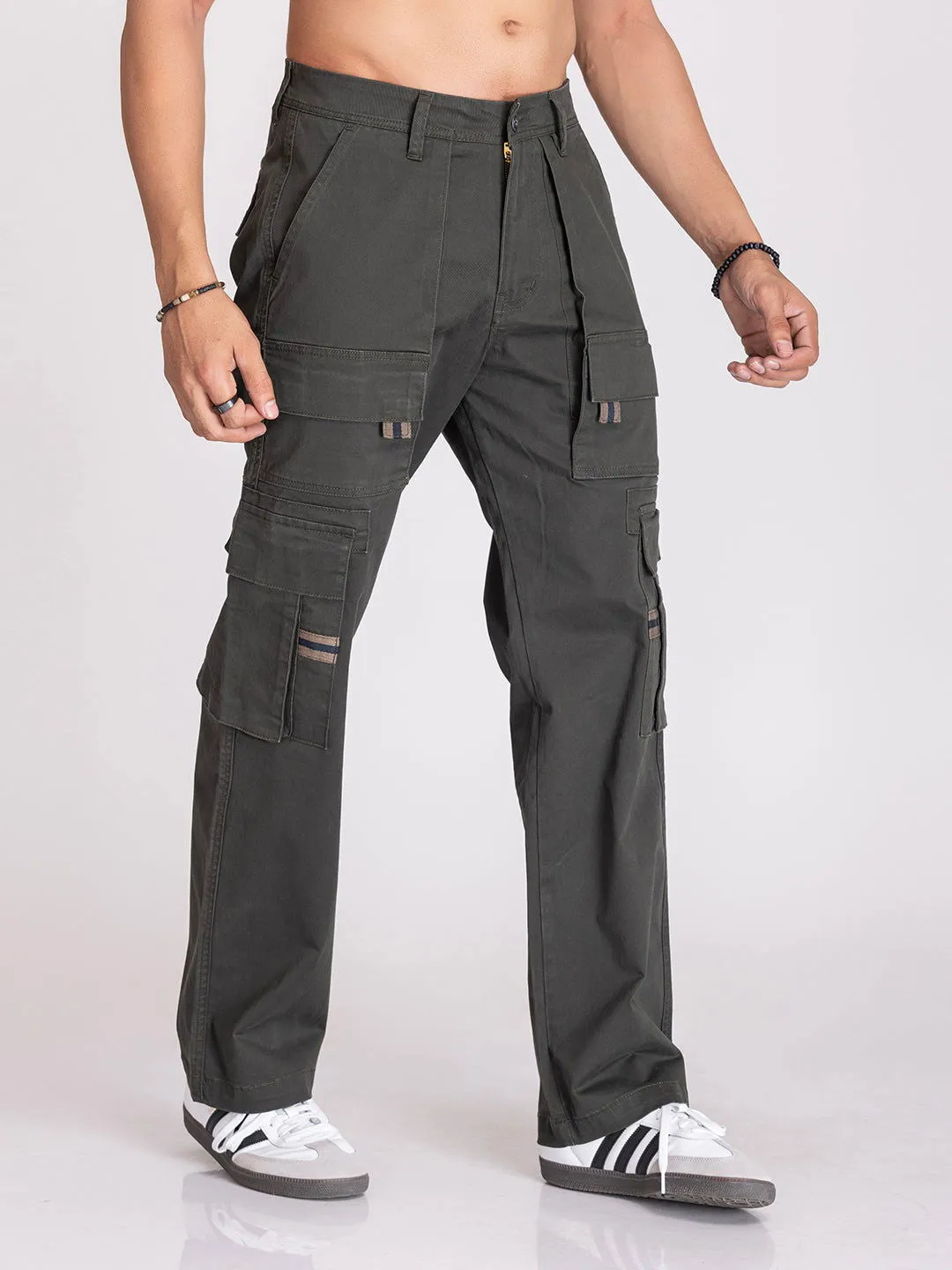 BAGGY UTILITY CARGO PANTS-DARK GREEN