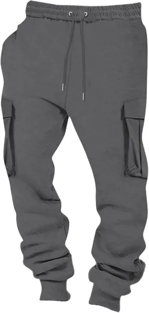 BIFUTON Cargo Joggers Men,Baggy Sweatpants Men Cotton Elastic Waist Drawstring Running Pants Warm Workout Pants with Pockets