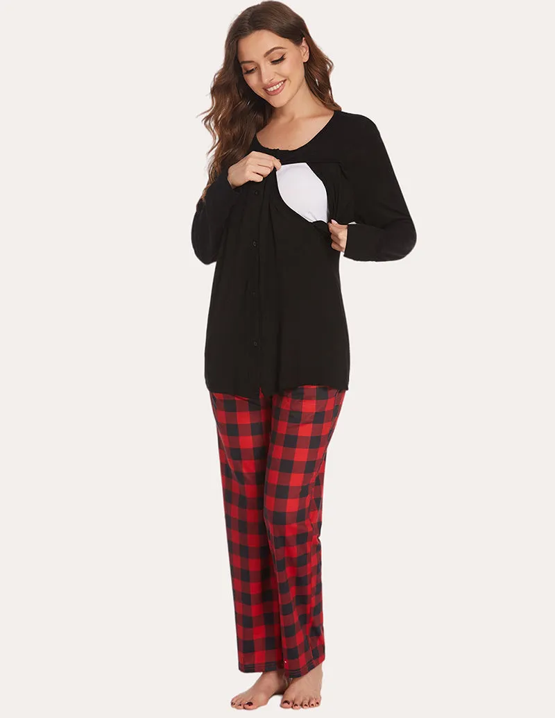 Ekouaer Soft Breastfeeding Pajamas Sleepwear Set (US Only)