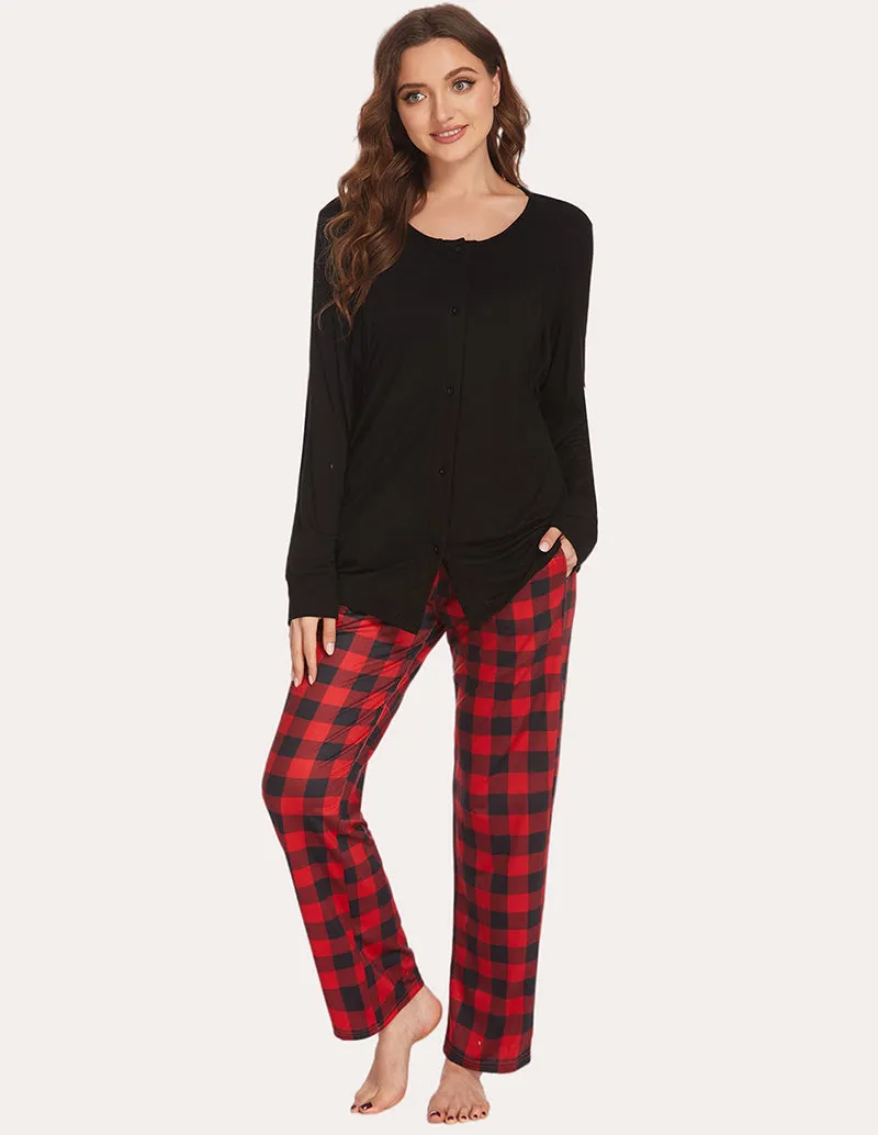 Ekouaer Soft Breastfeeding Pajamas Sleepwear Set (US Only)