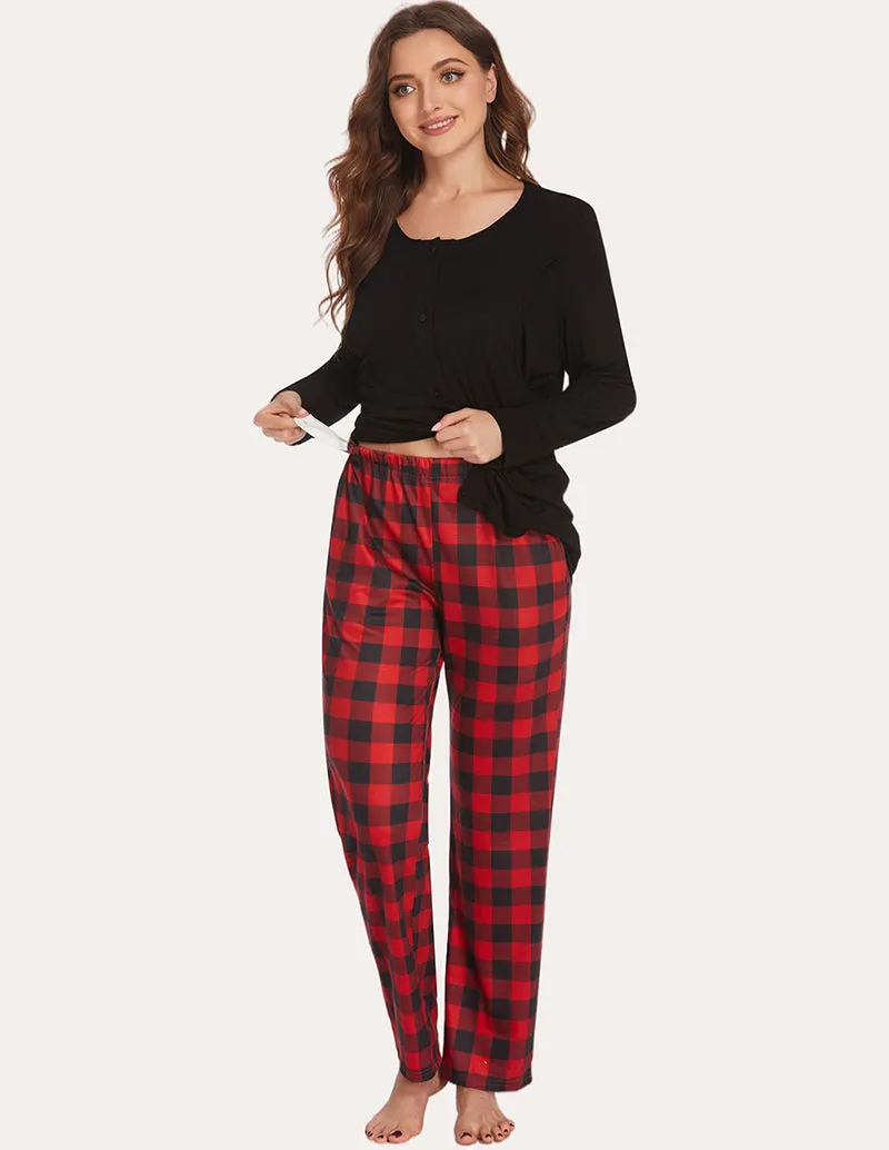 Ekouaer Soft Breastfeeding Pajamas Sleepwear Set (US Only)