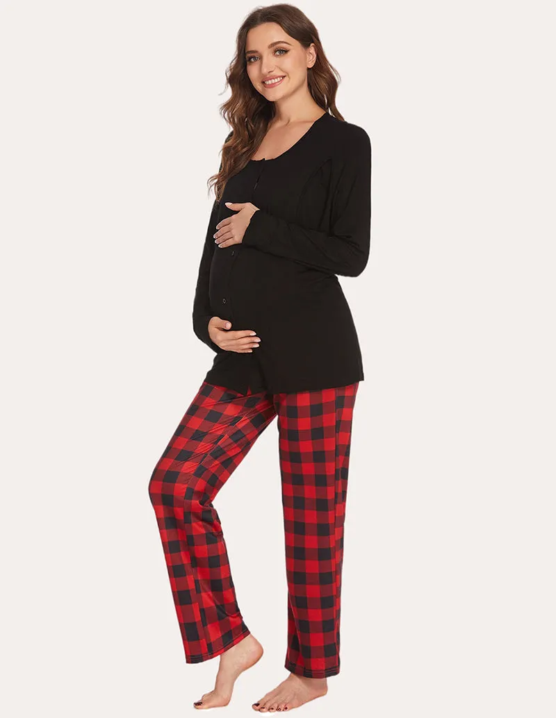 Ekouaer Soft Breastfeeding Pajamas Sleepwear Set (US Only)