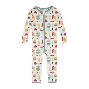 Kickee Pants Print Convertible Zipper Sleeper- Natural BBQ