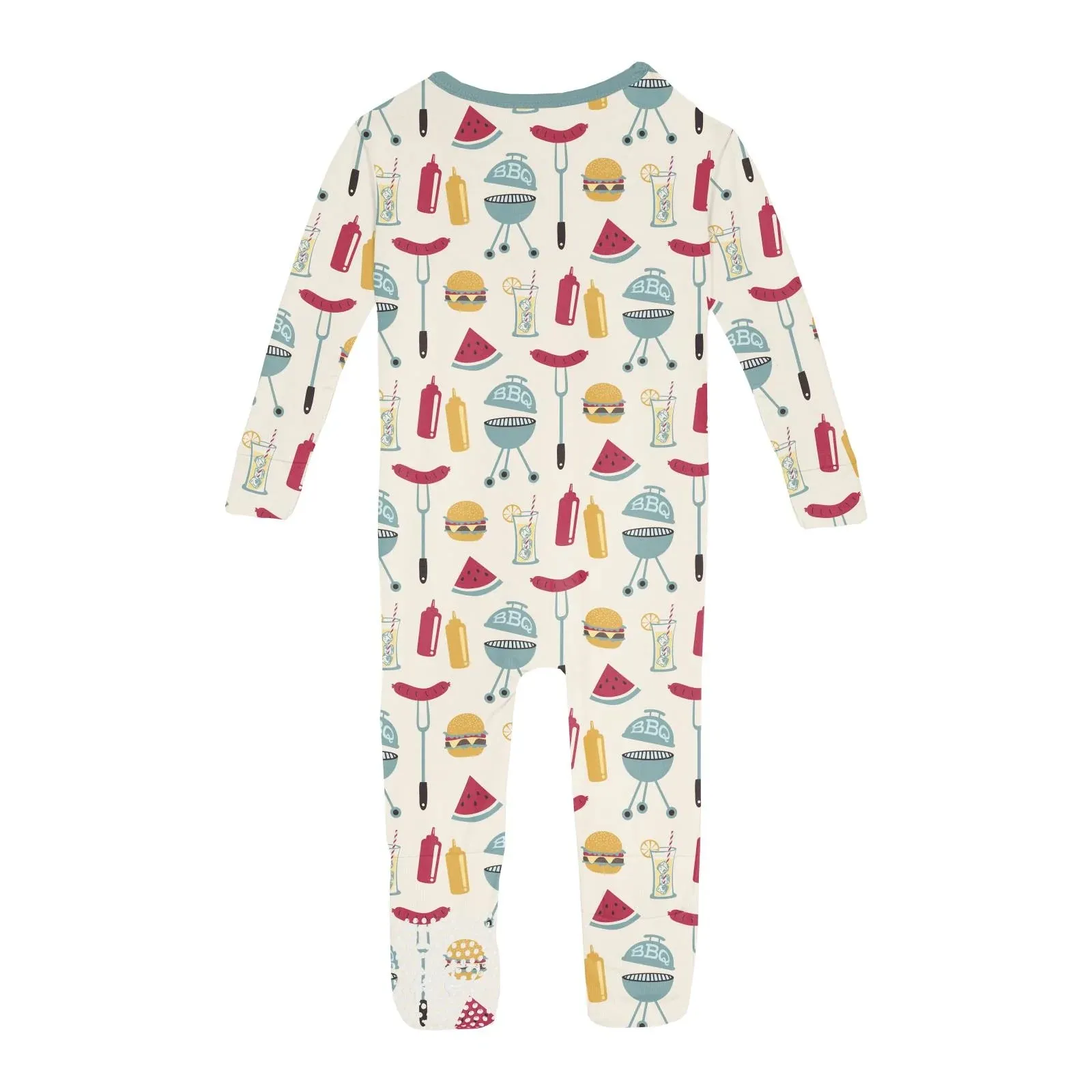 Kickee Pants Print Convertible Zipper Sleeper- Natural BBQ