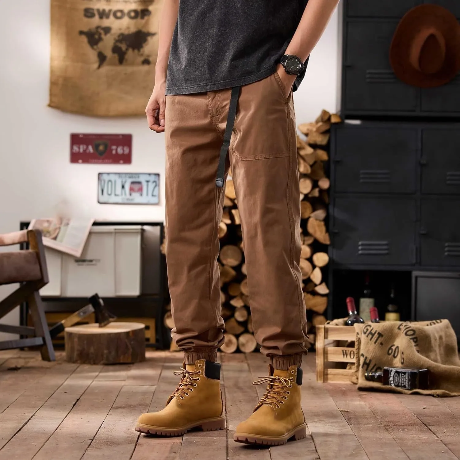 Men's Cargo Pants Hiking Pants for Men Lightweight Slim-Fit Flex Work Pants for Men