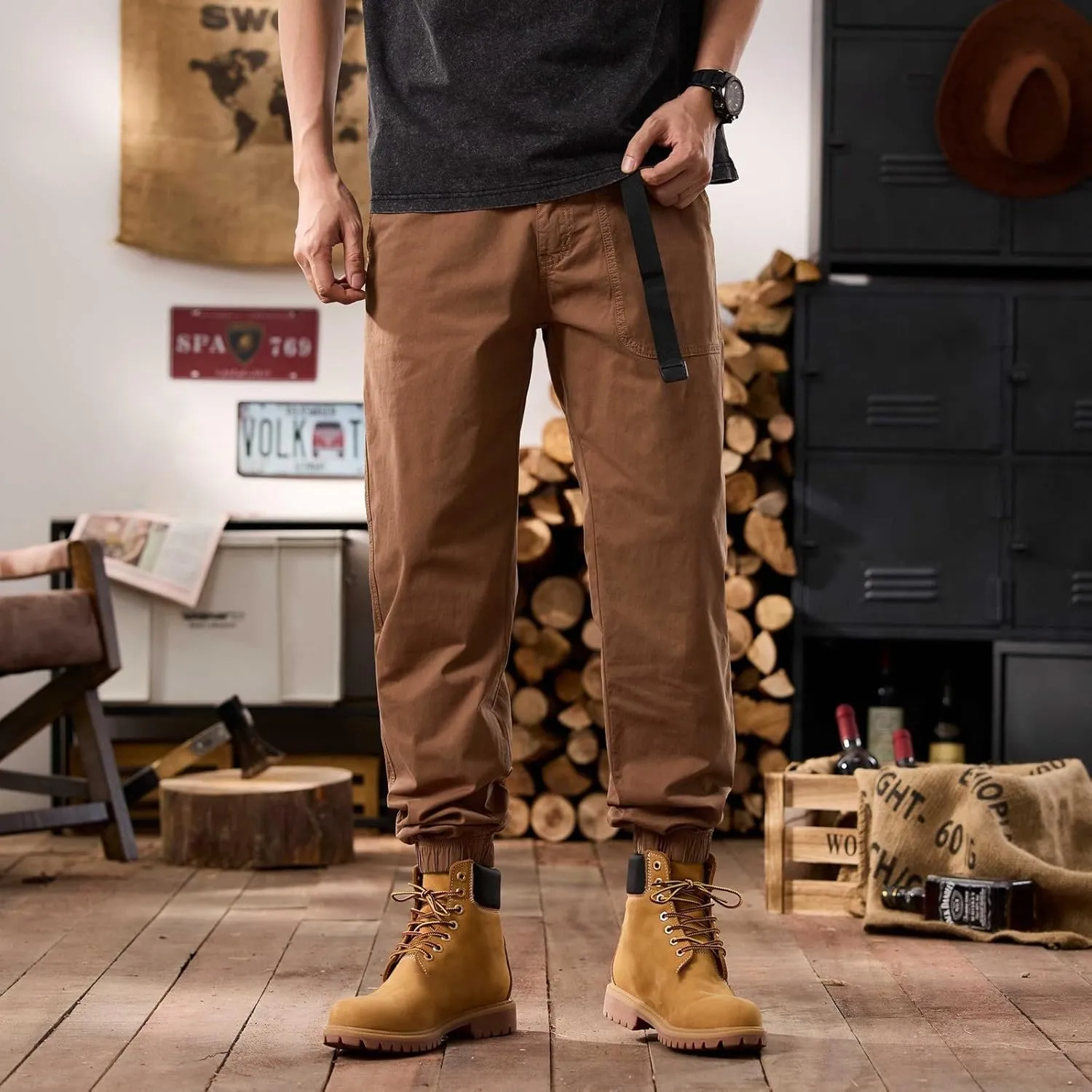 Men's Cargo Pants Hiking Pants for Men Lightweight Slim-Fit Flex Work Pants for Men