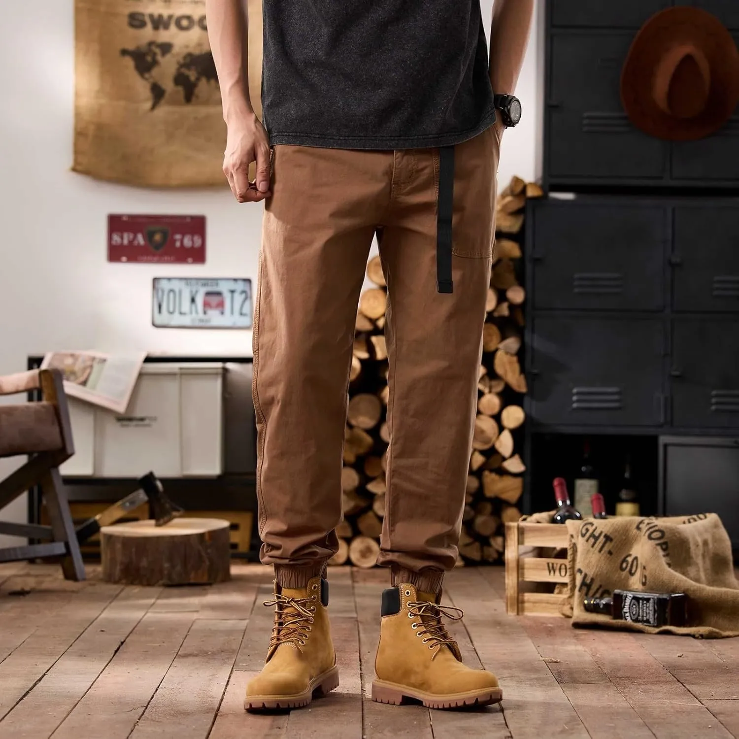 Men's Cargo Pants Hiking Pants for Men Lightweight Slim-Fit Flex Work Pants for Men