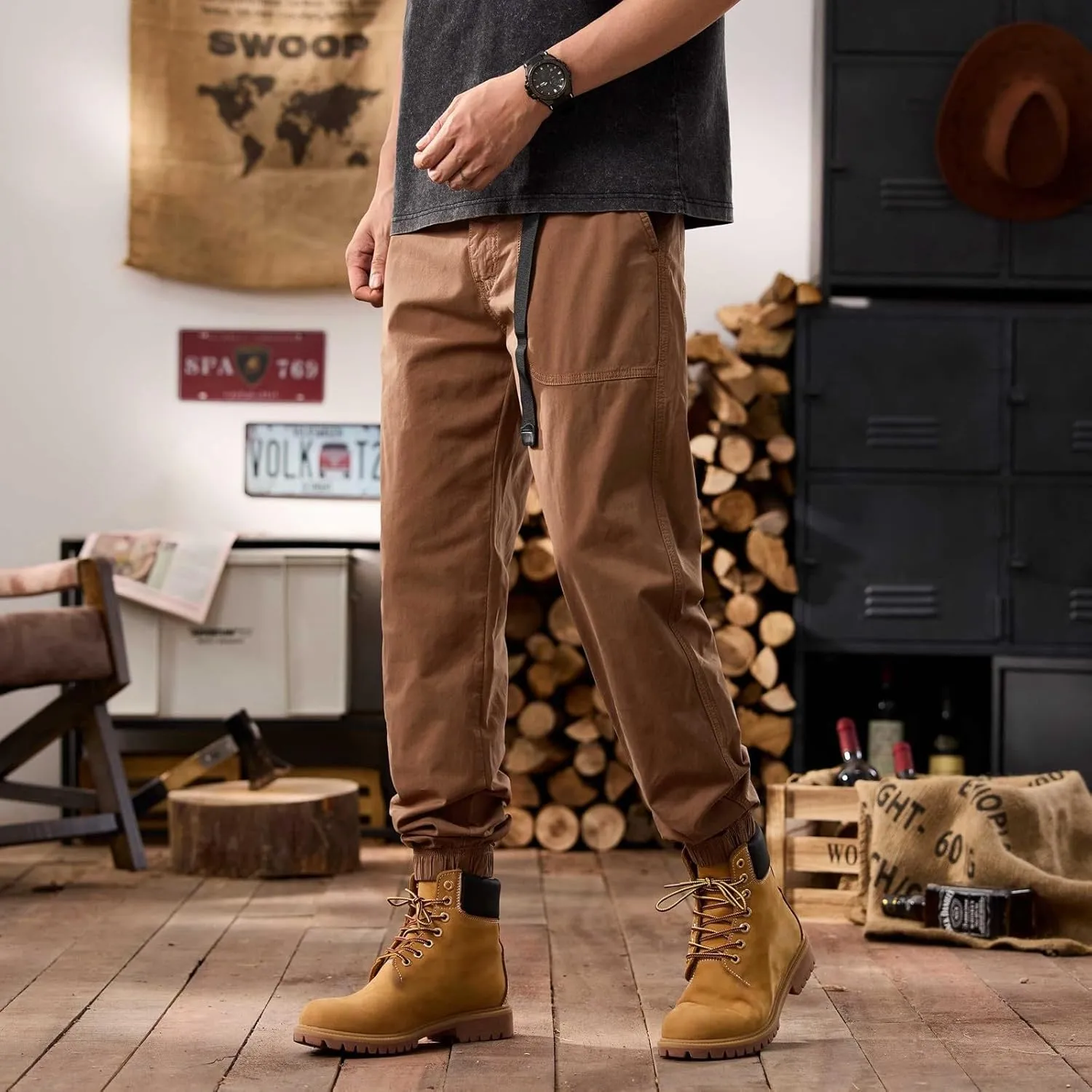 Men's Cargo Pants Hiking Pants for Men Lightweight Slim-Fit Flex Work Pants for Men