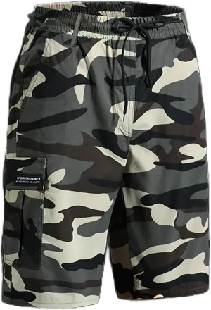 Men's Long Cargo Shorts Camouflage Casual Loose Fit Multi-Pockets Military Cargo Shorts Athletic Gym Workout Short