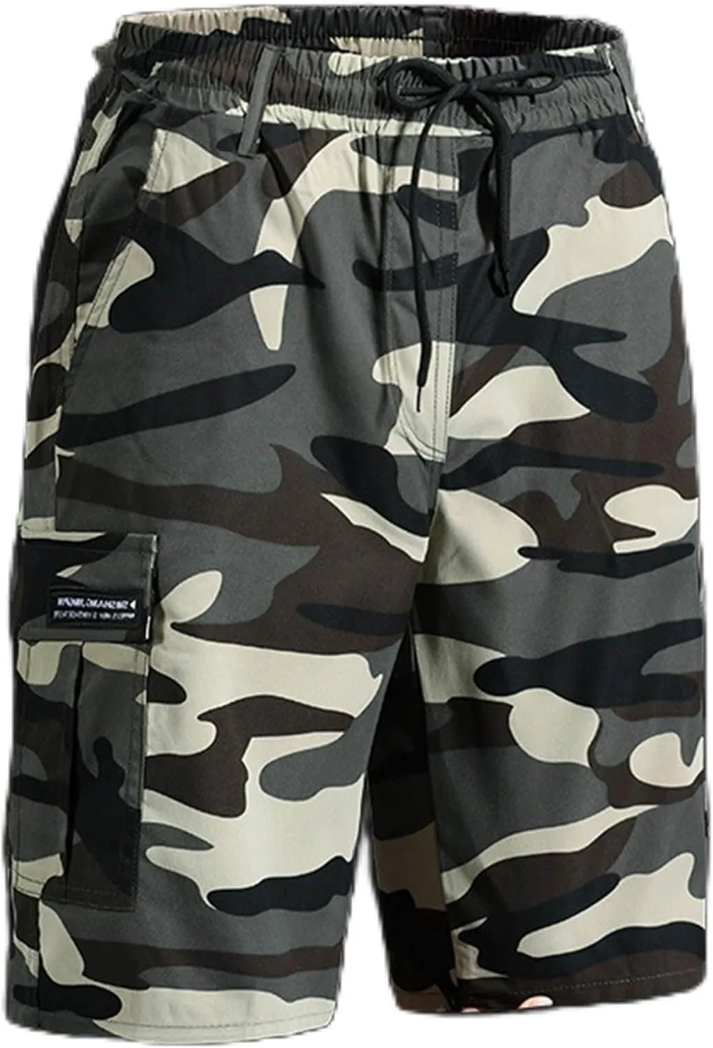 Men's Long Cargo Shorts Camouflage Casual Loose Fit Multi-Pockets Military Cargo Shorts Athletic Gym Workout Short
