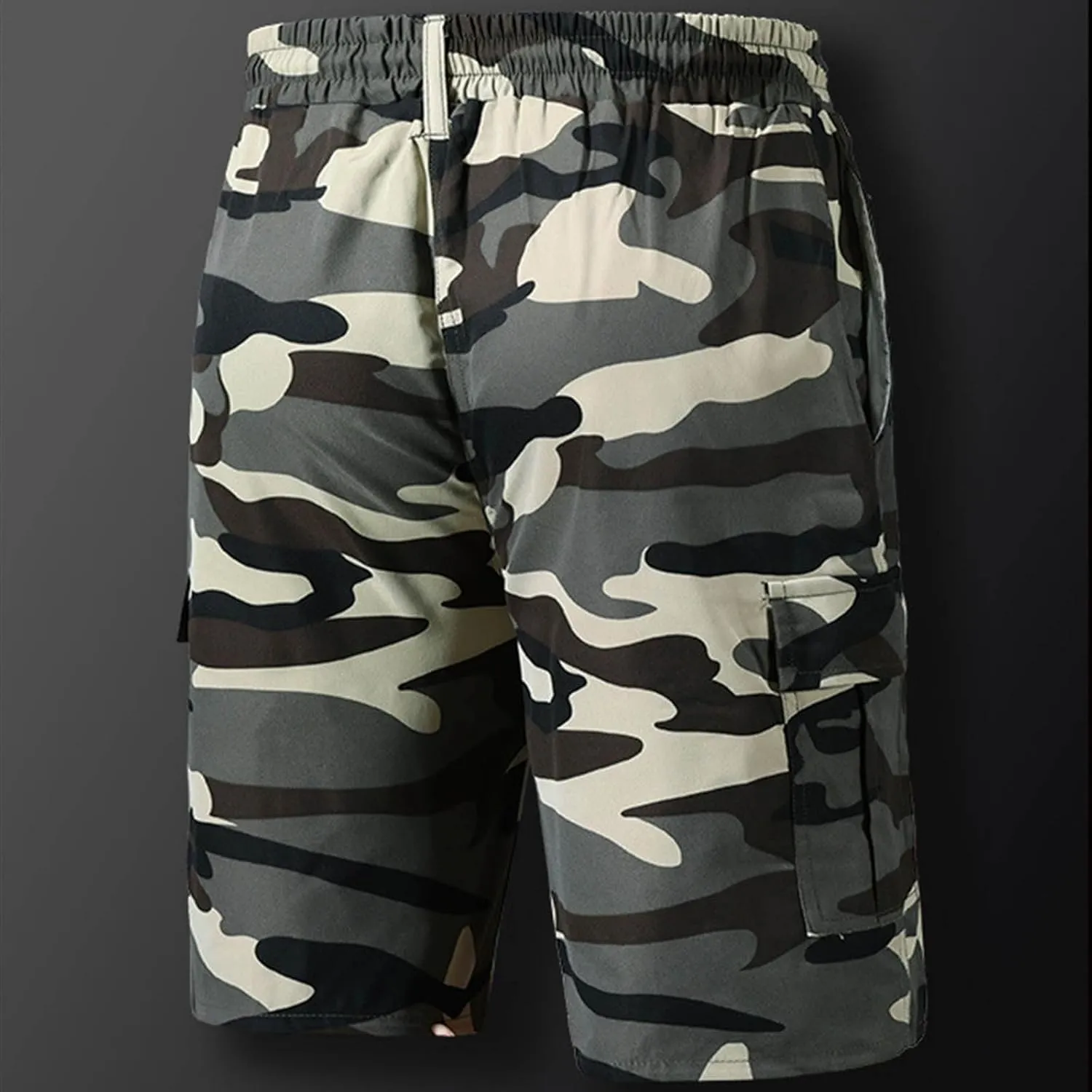 Men's Long Cargo Shorts Camouflage Casual Loose Fit Multi-Pockets Military Cargo Shorts Athletic Gym Workout Short