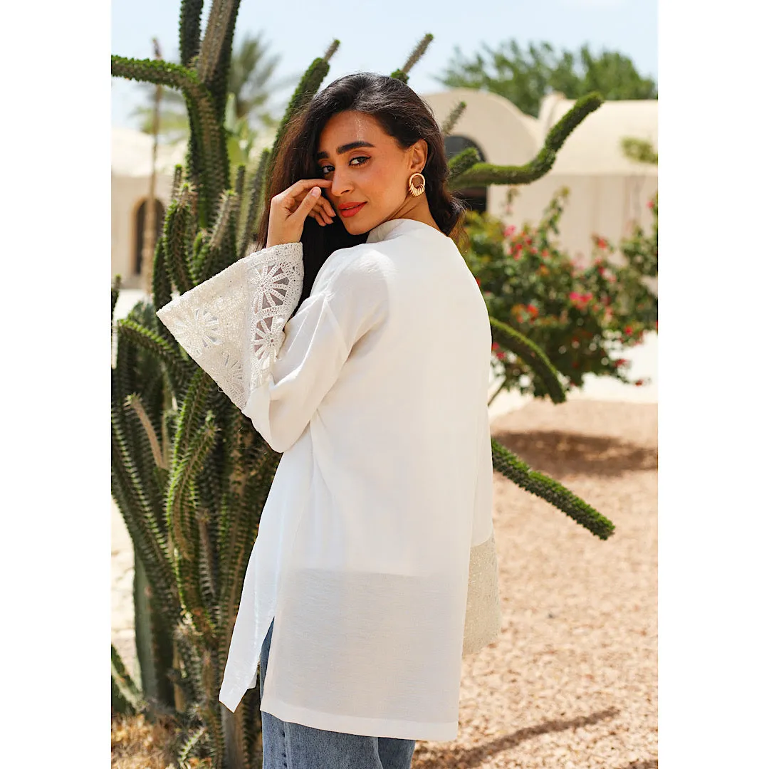 Off white floral embroidered blouse