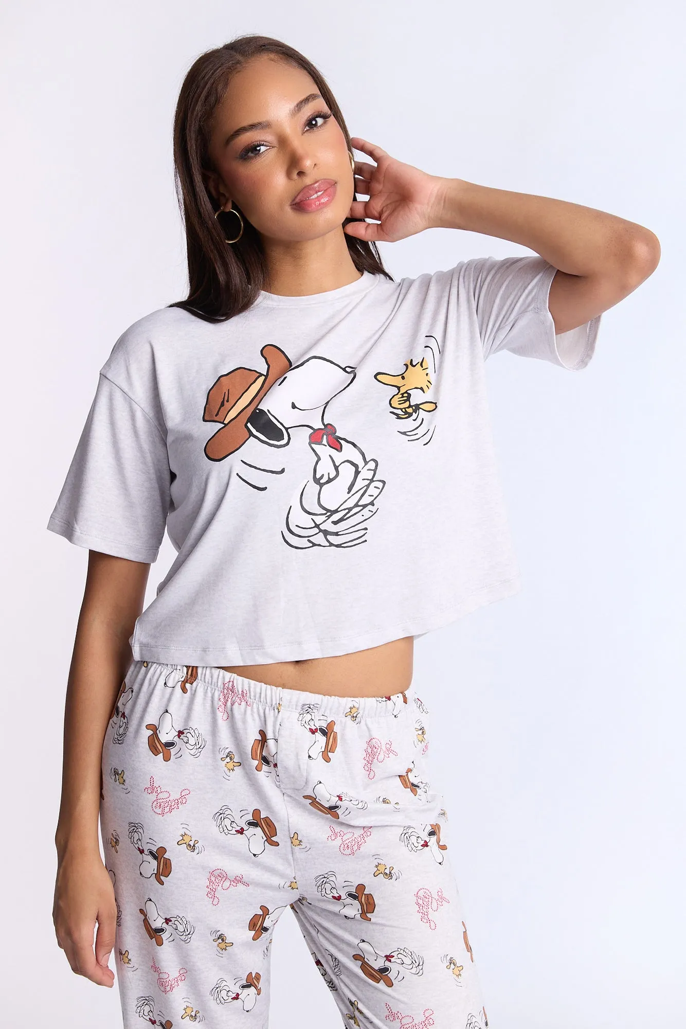 Peanuts Western Super Soft Pajama Tee And Pants 2-Piece Set