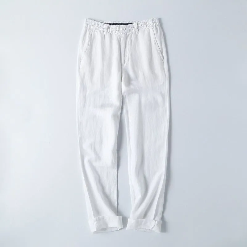 Plus Size M-5XL Summer Linen Casual Elastic Waist Men's Pants Breathable Thin