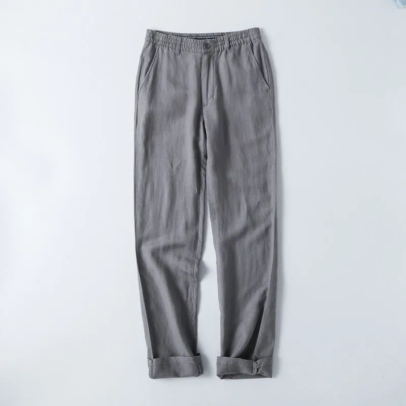 Plus Size M-5XL Summer Linen Casual Elastic Waist Men's Pants Breathable Thin