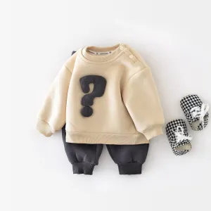 Question Mark Plush Sweatshirt & Jogger Set