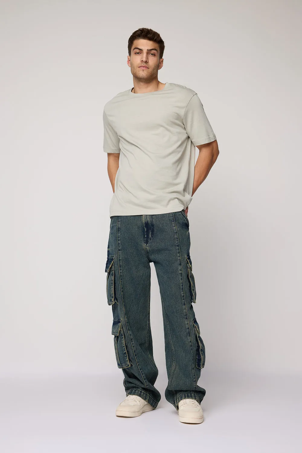 Rugged Ocean Blue Men's Baggy Cargo Jeans