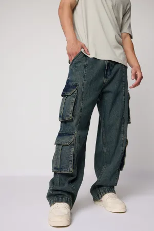 Rugged Ocean Blue Men's Baggy Cargo Jeans