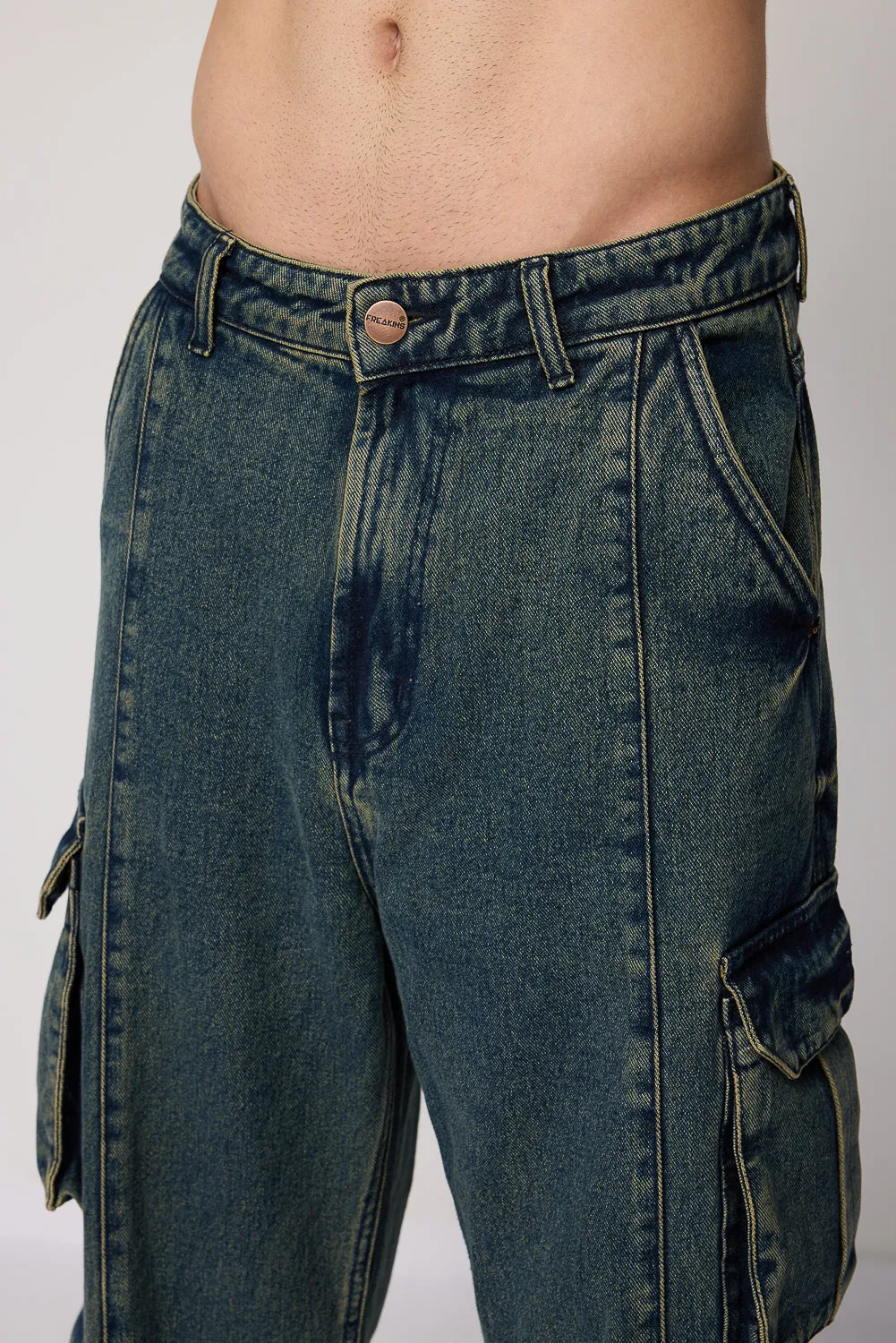 Rugged Ocean Blue Men's Baggy Cargo Jeans