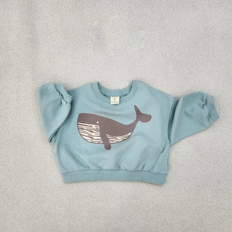 Whale Print Casual Sweatshirt