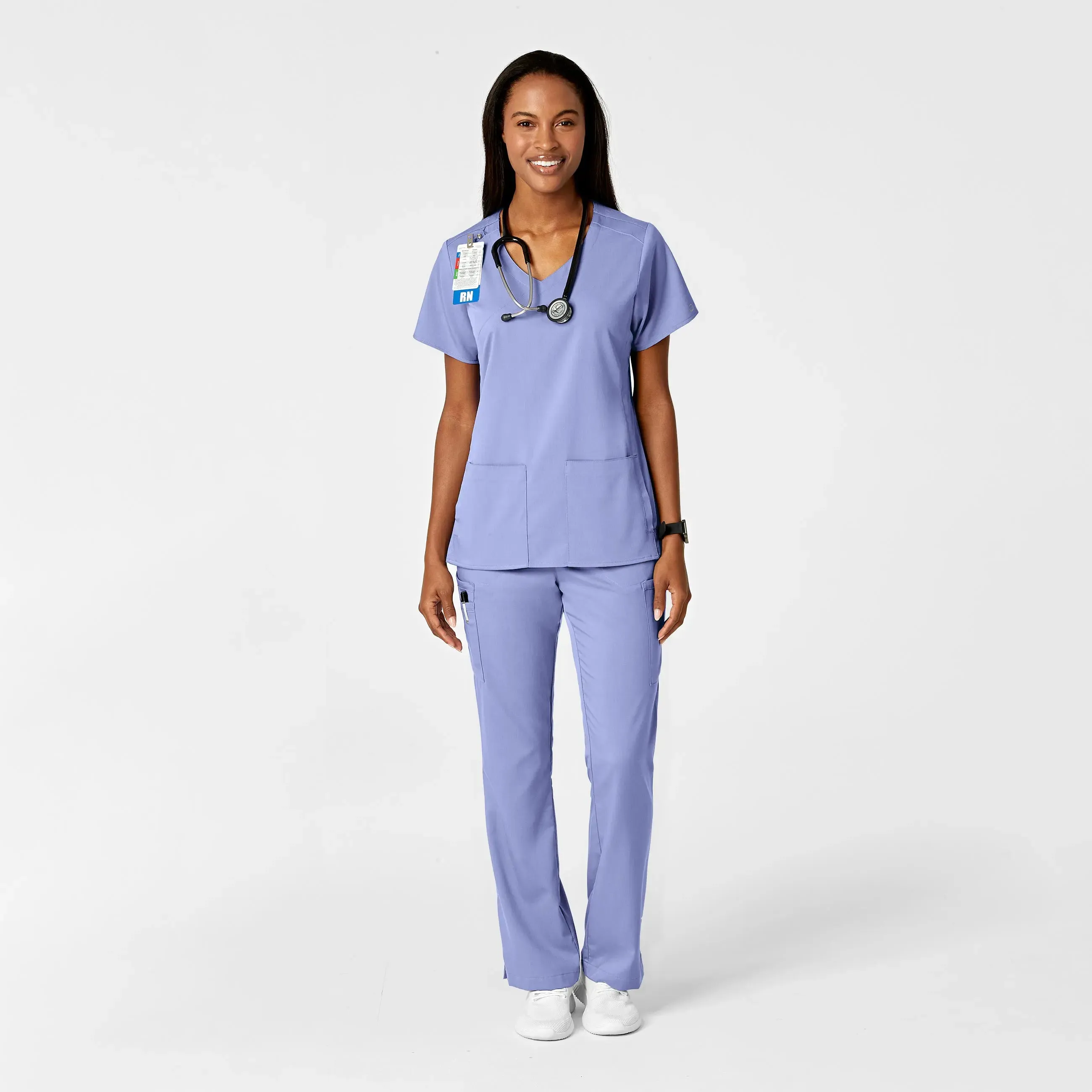 Wink Women's Moderate Flare Leg Cargo Scrub Pant - Ceil Blue