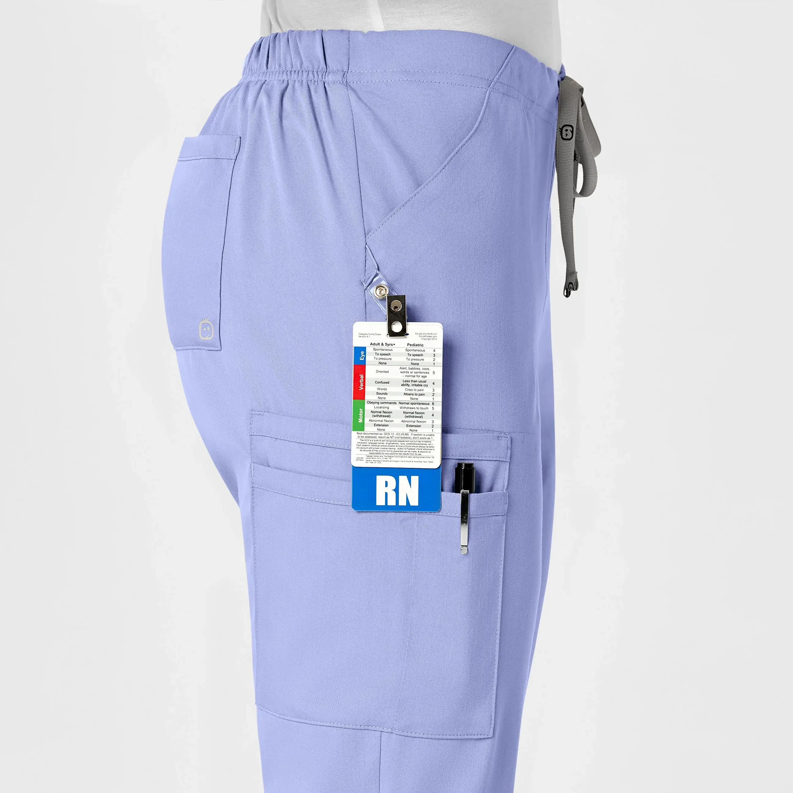 Wink Women's Moderate Flare Leg Cargo Scrub Pant - Ceil Blue