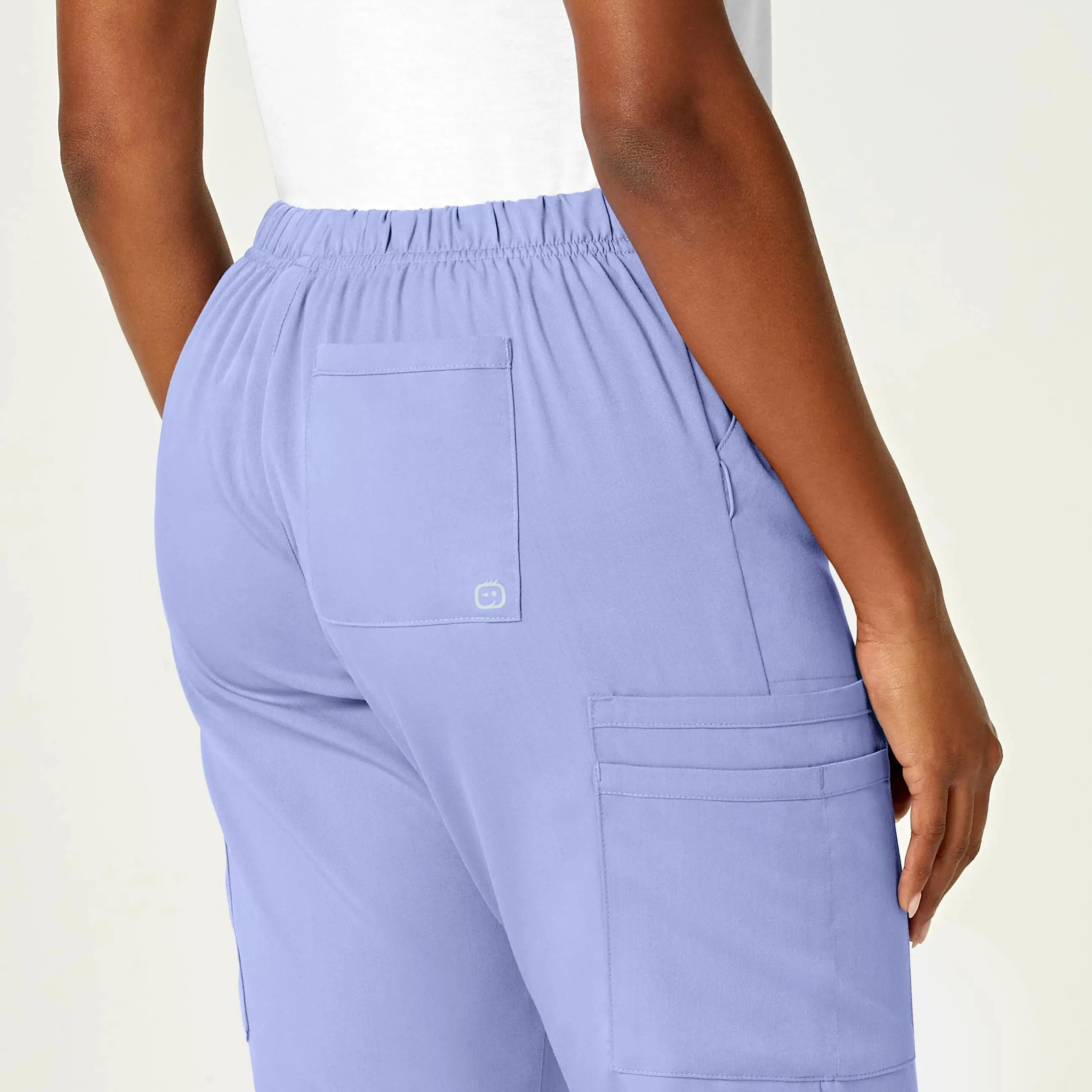 Wink Women's Moderate Flare Leg Cargo Scrub Pant - Ceil Blue
