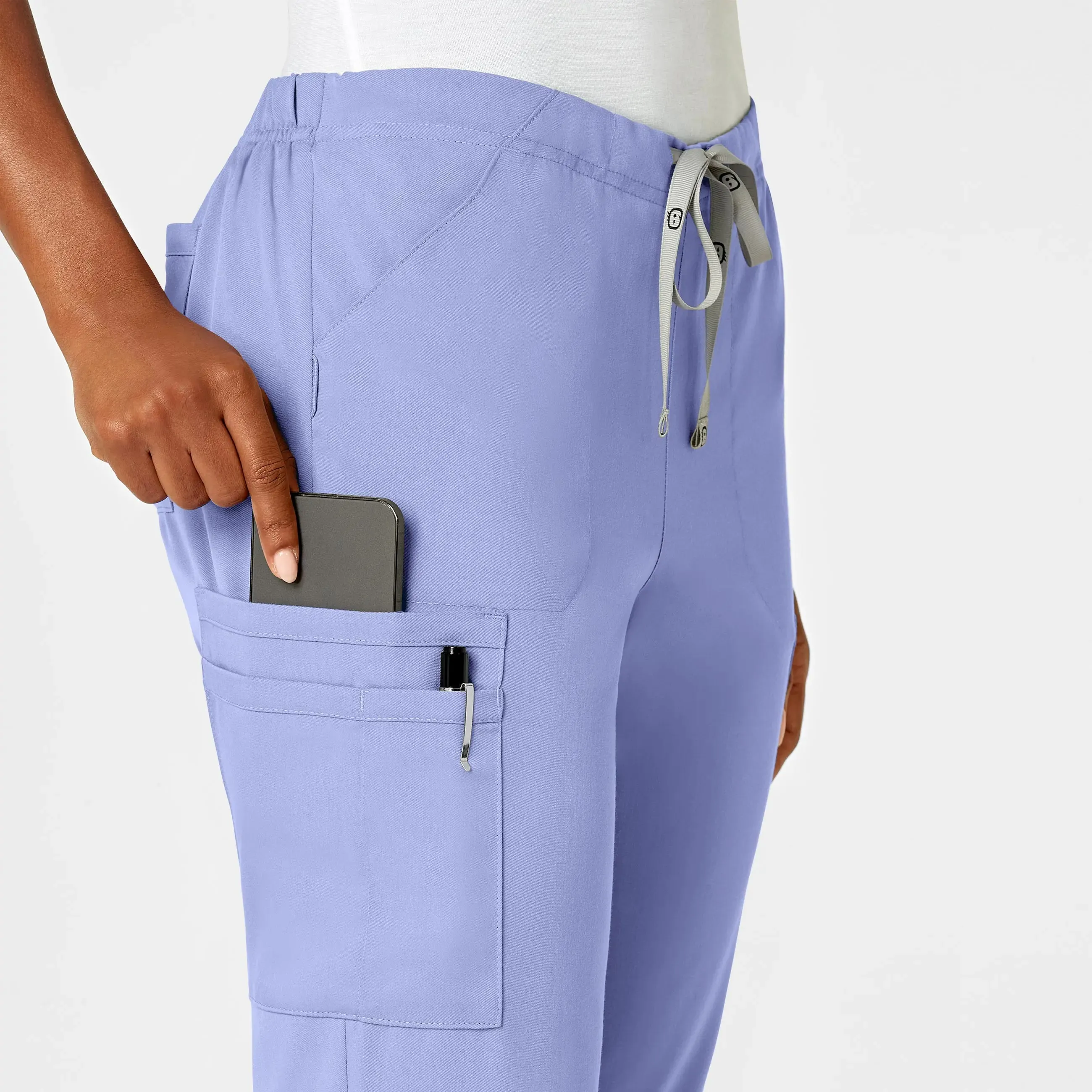 Wink Women's Moderate Flare Leg Cargo Scrub Pant - Ceil Blue